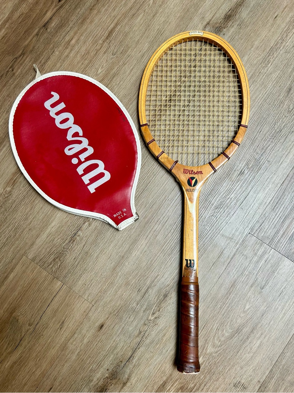 Vintage Wilson Holiday Wood Tennis Racket Case EV Strata-Bow MCM